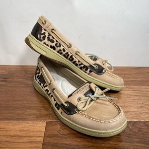 Sperry Topsider Angelfish cheetah animal print leather loafer deck shoe 8.5